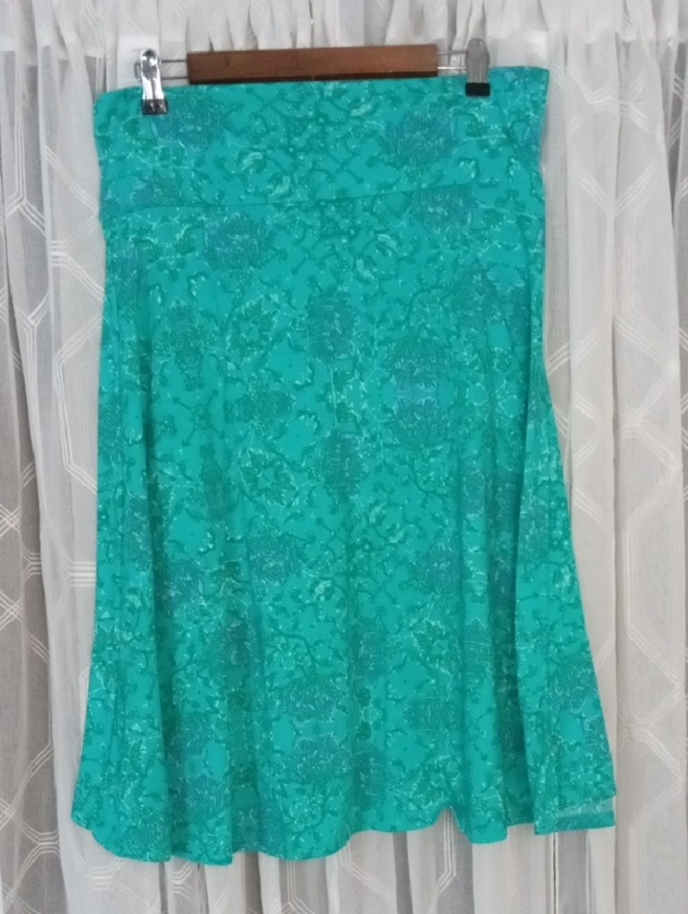 LuLaRoe Teal Floral Midi A-Line Skirt Simply Comfortable Size XL